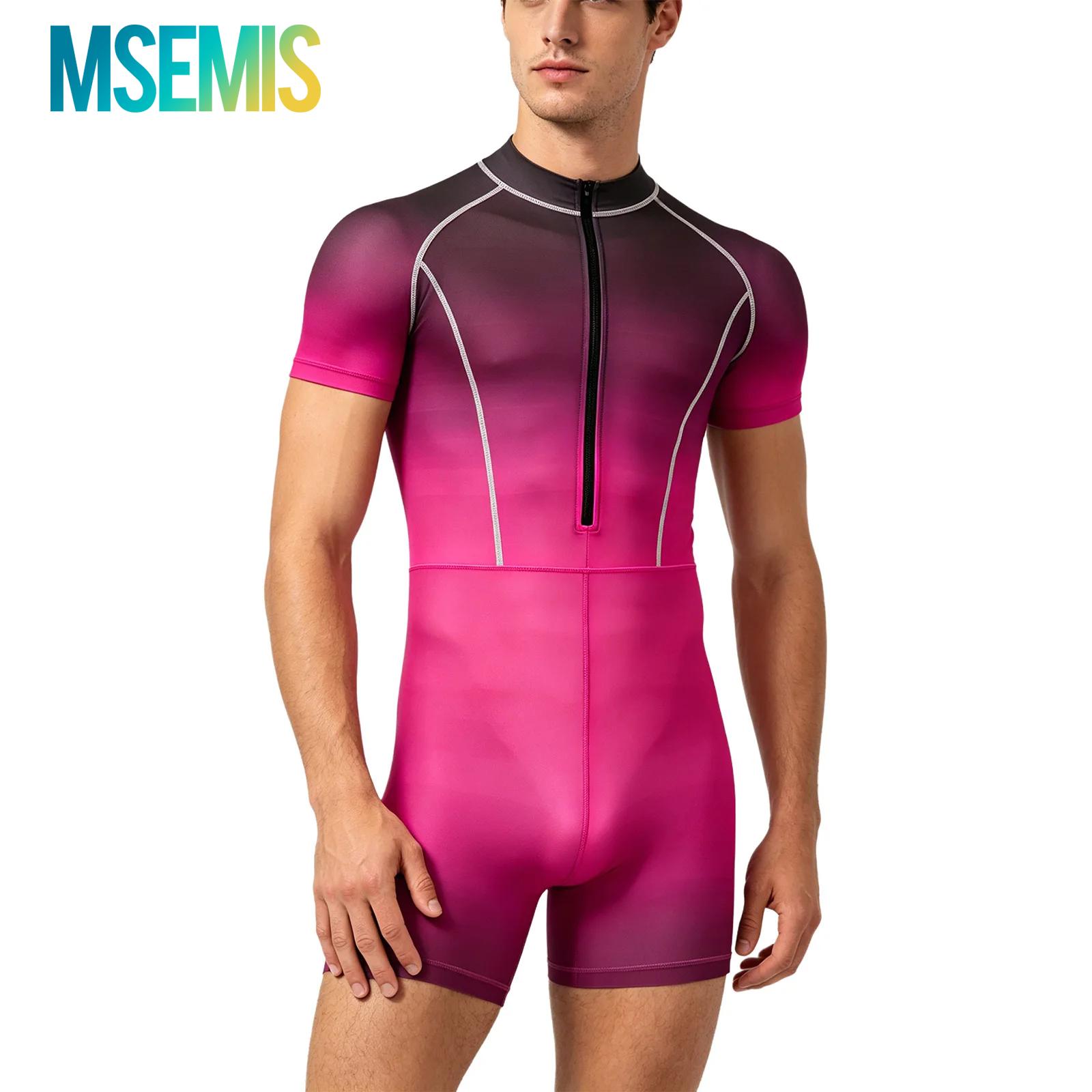 Wetsuit Men - Mens Gradient Rash Guard Jumpsuit Swimsuit
