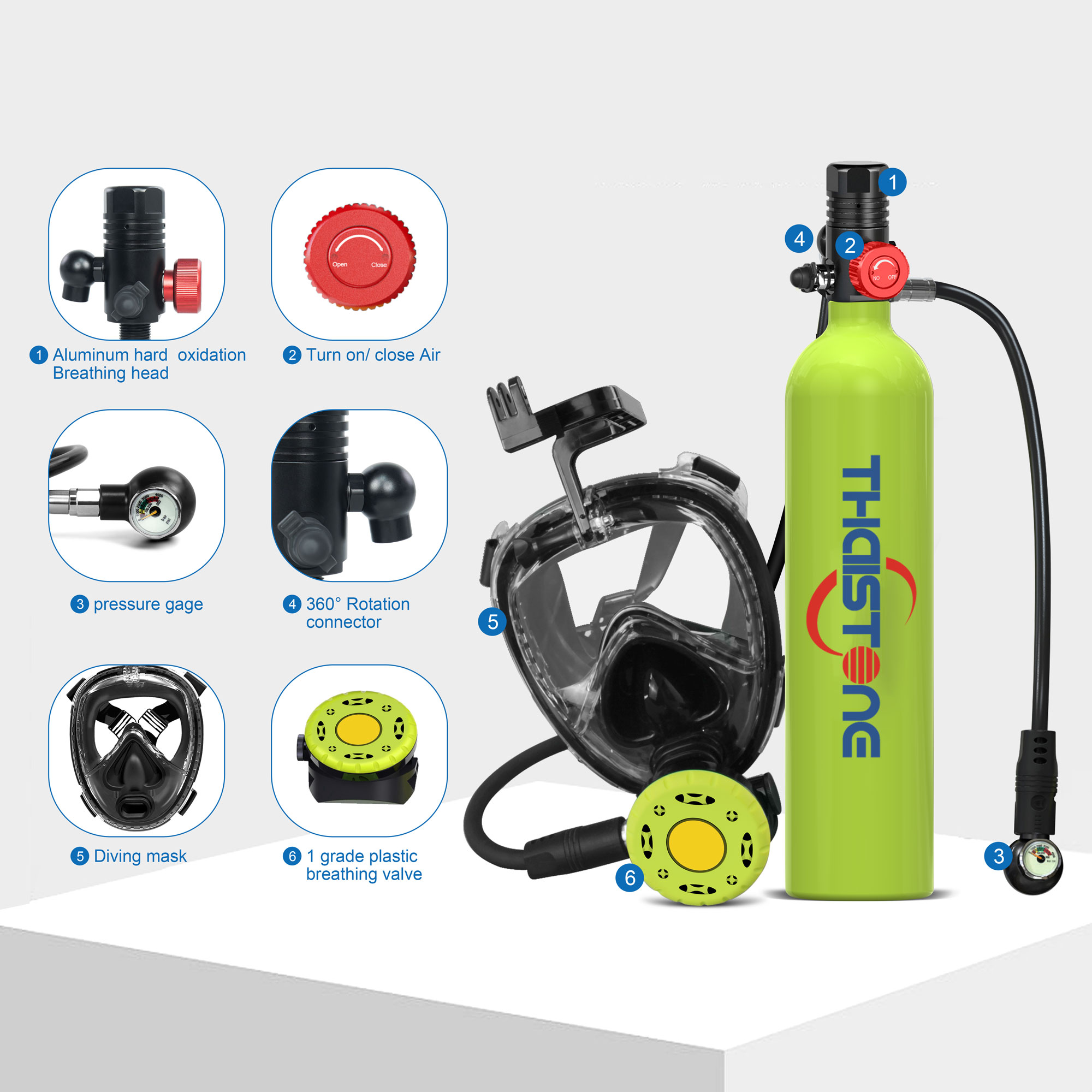 THAISTONE 1L Scuba Oxygen Tank - Diving Mask recension och pris