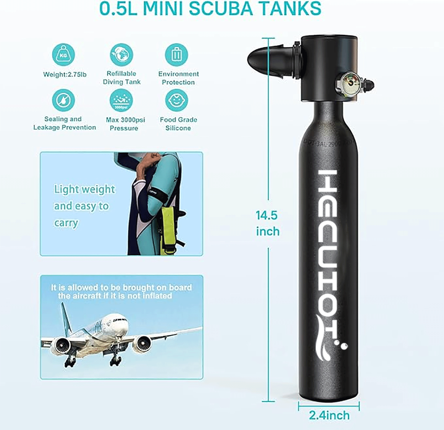 HECUIOI Mini Scuba Tank Diving - Snorkel Set recension och pris